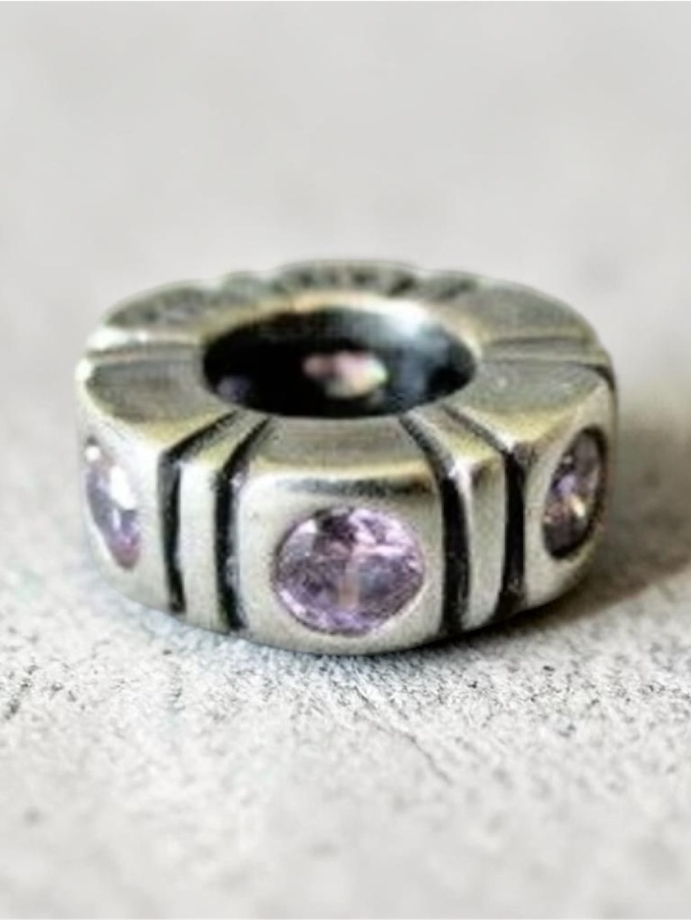 PANDORA Sterling Silver Northern Light purple Cubic Zirconia Spacer Bead Charm